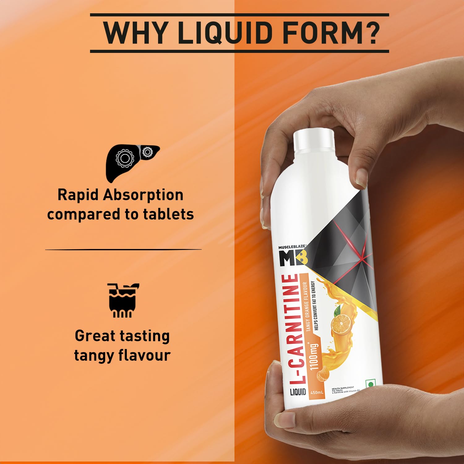 muscleblaze l carnitine liquid MuscleBlaze Liquid L-Carnitine 1100mg 450ml 30 Servings Orange Flavour  Converts Fat into Energy Pre Workout