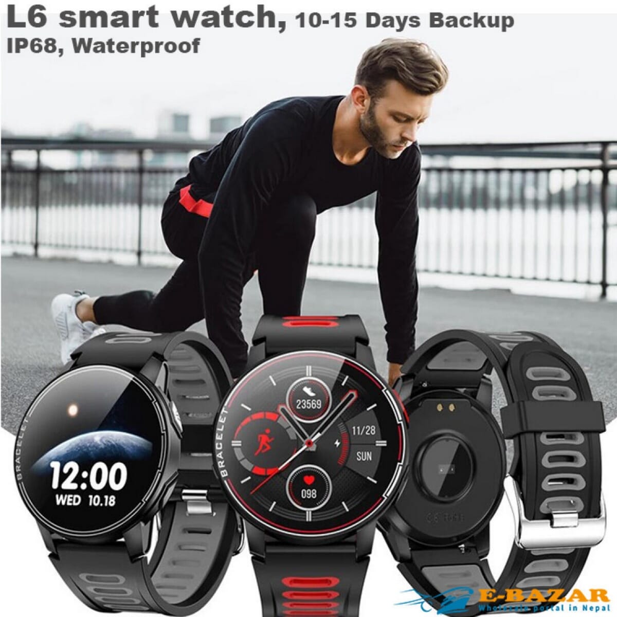 L6 Smart Watch Heart Rate Monitor Sports Watch Waterproof Daraz .np