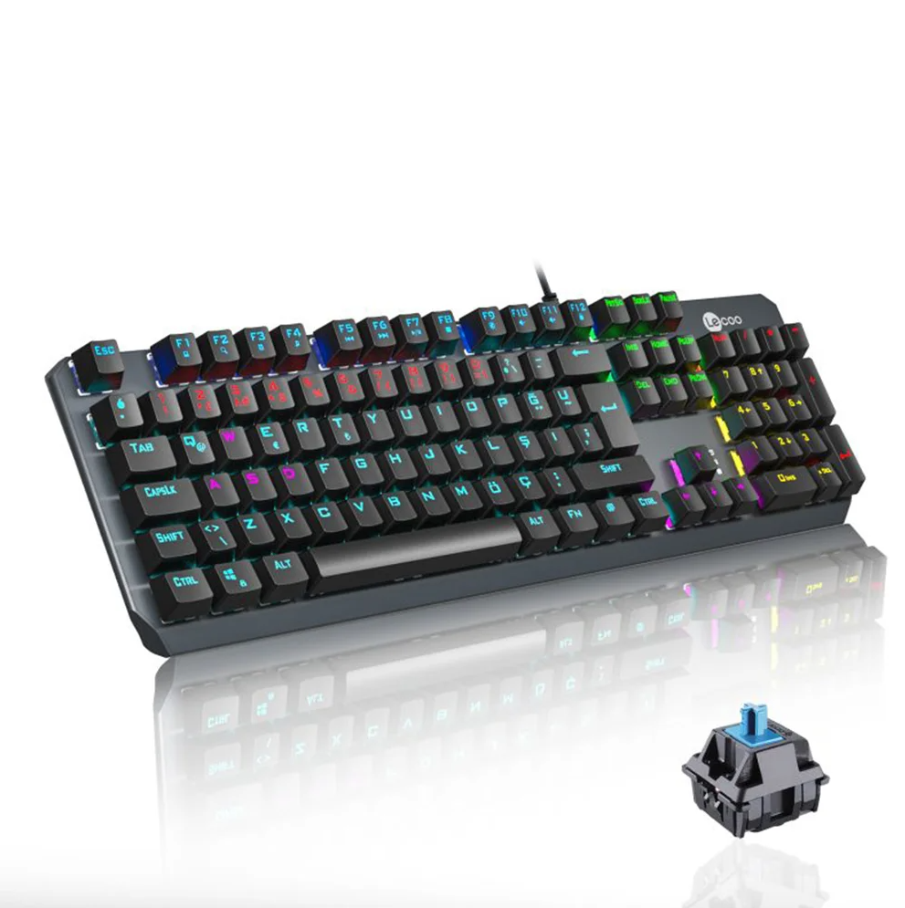 Lenovo Lecoo GK302 Mechanical Keyboard RGB LED, Blue Switches, Wired
