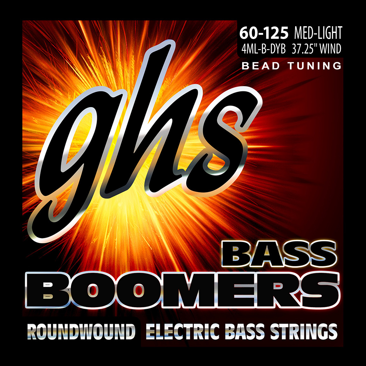 GHS Strings 4ML-B-DYB Bass Boomers Nickel Plated Bass Guitar Strings, BEAD, 60-125 4 Strings