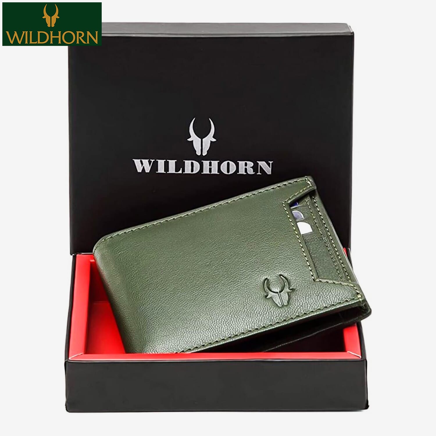 Wildhorn Nepal Green Premium Quality Leather Wallet With Attached Cardholder Wh1251 Fashion Leather Wallet For Men