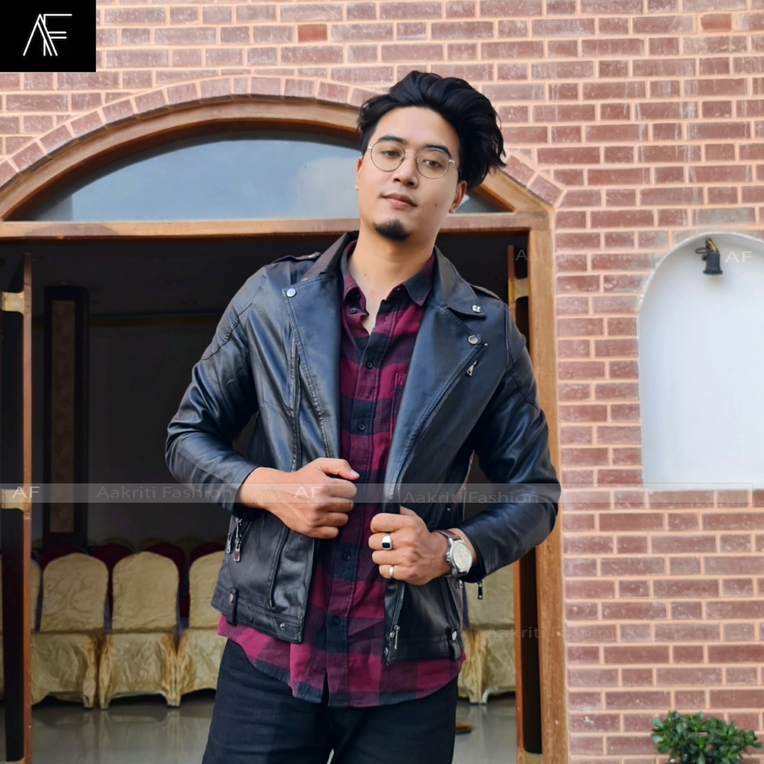 chain leather jacket