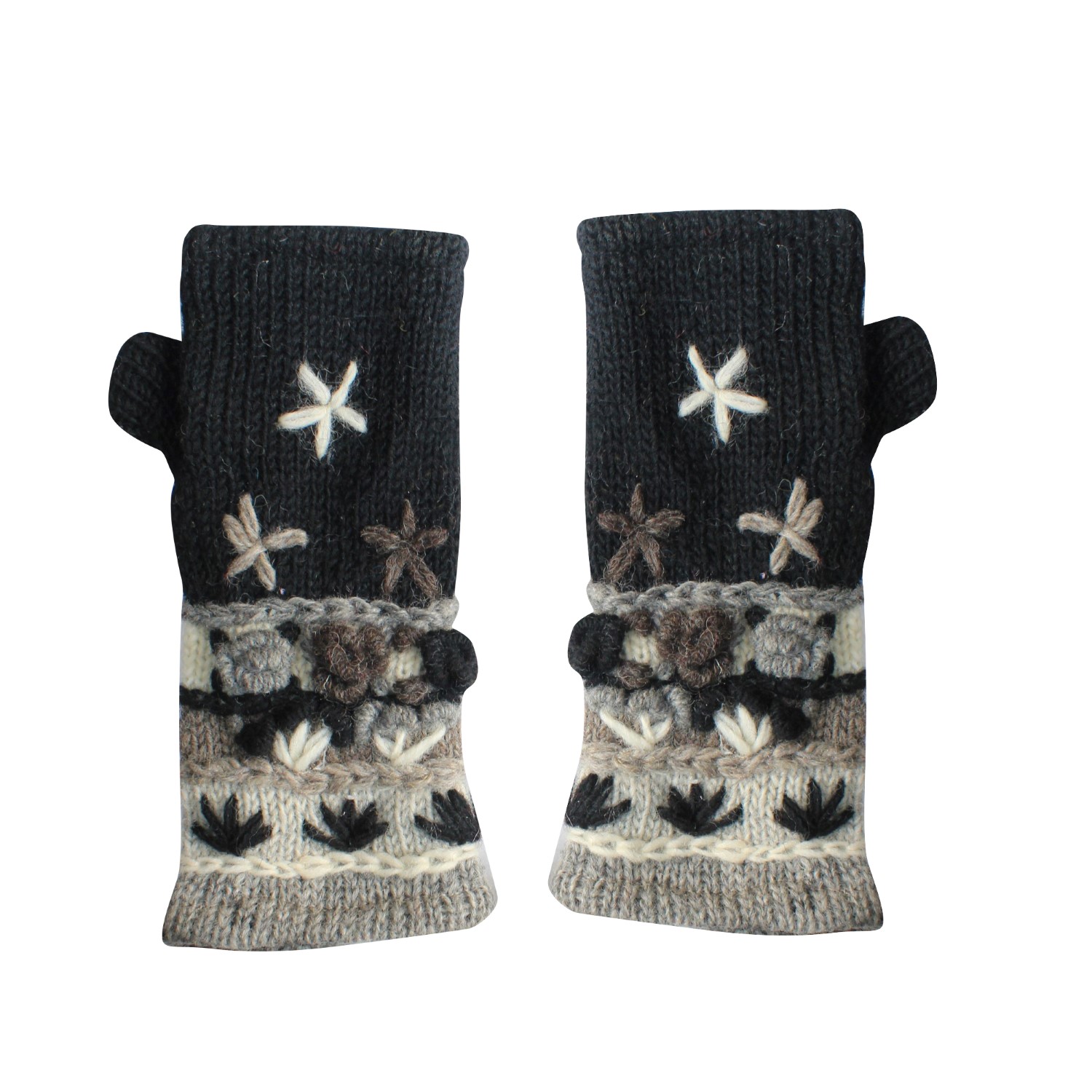 Black With Multicolor Stripe Woolen Hand Warmer
