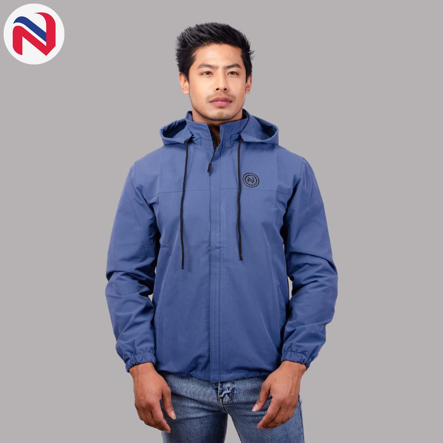 Nyptra Blue Grey Premium Net Inside Windcheater Jacket For Men