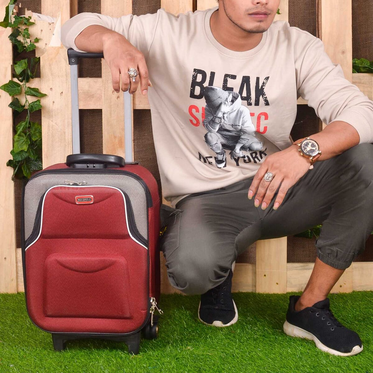 Solid Cool Fashion Business Trolley Suitcase Luggage 16 inch Travel Rolling Luggage Wheeled