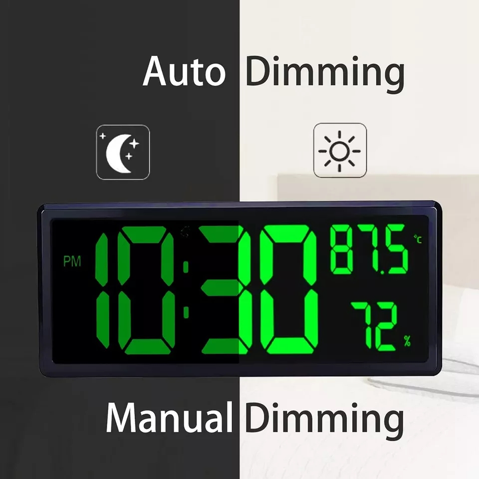 Large Digital Wall Clock 3808 Display With Temperature And Humidity