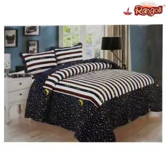 Navy Star Stripe Printed Bed Set With Duvet Cover Buy Online At