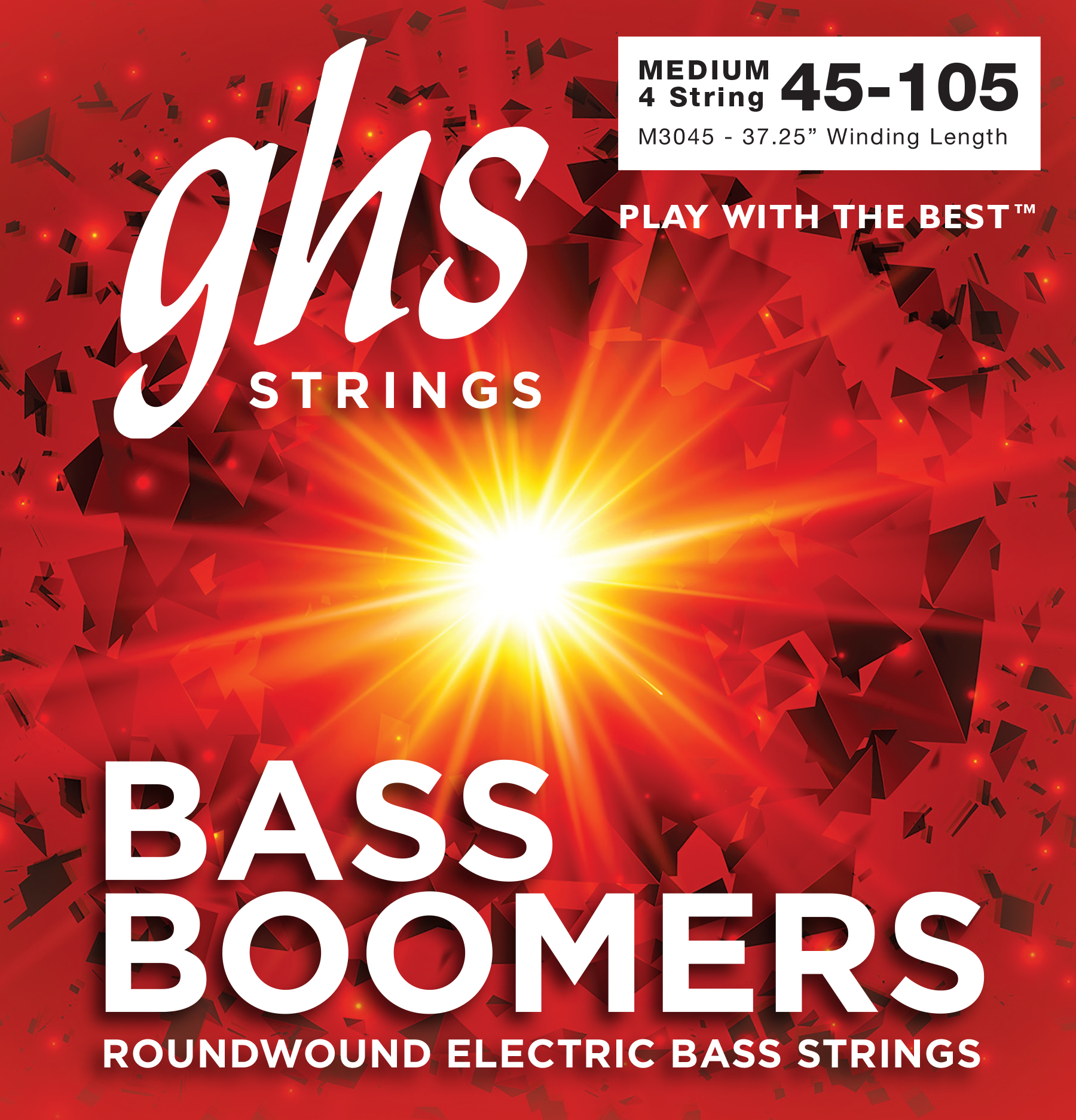 GHS Strings M3045X Bass Boomers Roundwound Electric Bass Guitar Strings - .045-.105 Medium Long Scale - 4 String