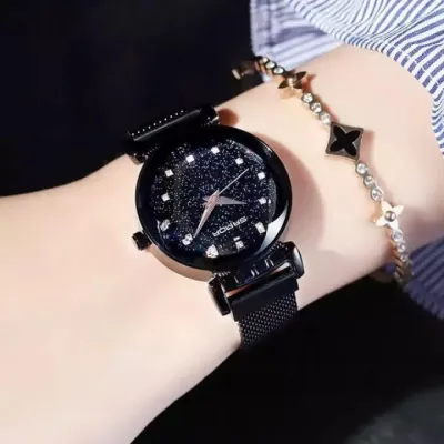 Women's black clearance rhinestone watch