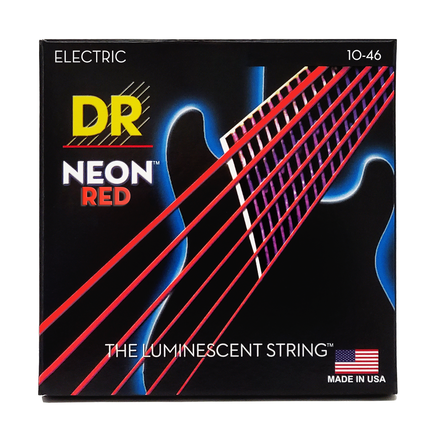 DR Strings 10-46 Hi-Def Neon Red K3 Coated Electric Guitar Strings - Medium