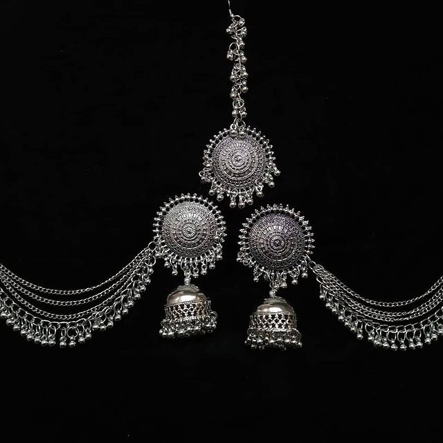 Silver Bahubali Jhumka Set: Buy Online 