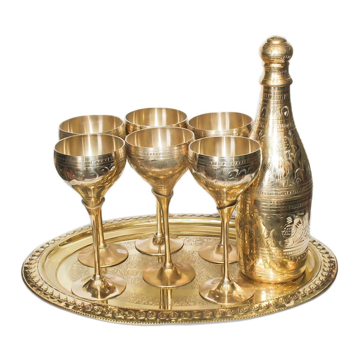 Set Of 6 Brass Wine Glass - 1.66Kgs