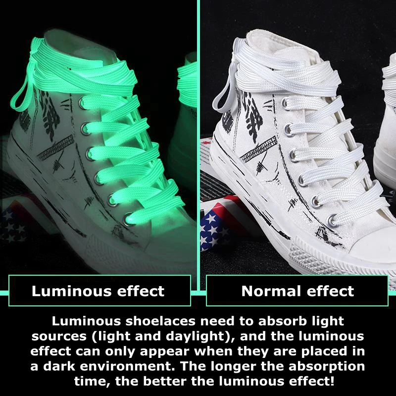 Glow In The Dark Flat Shoelaces Versatile for All Shoe Types, Ideal