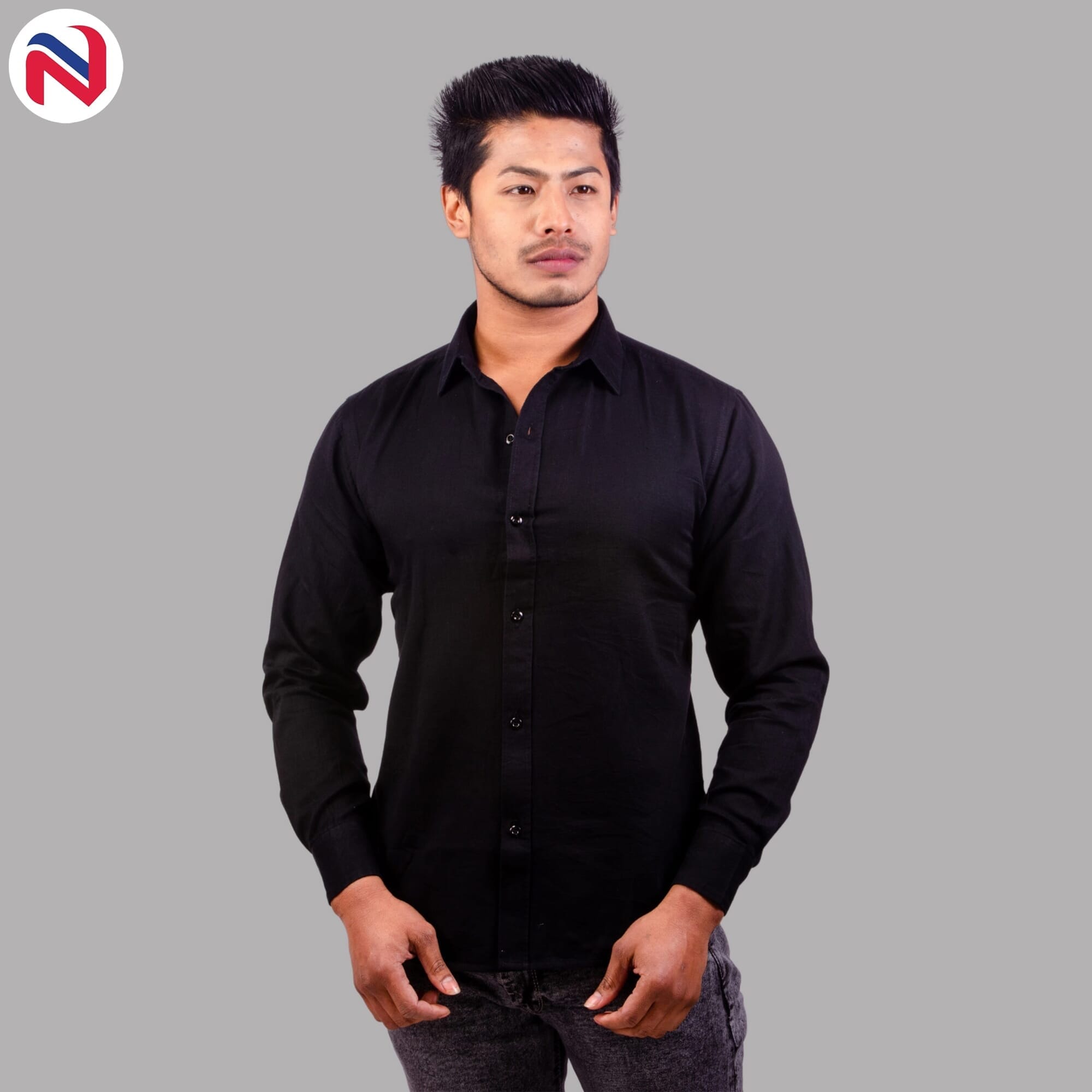 Nyptra Black Full Sleeves Premium Cotton Shirt For Men
