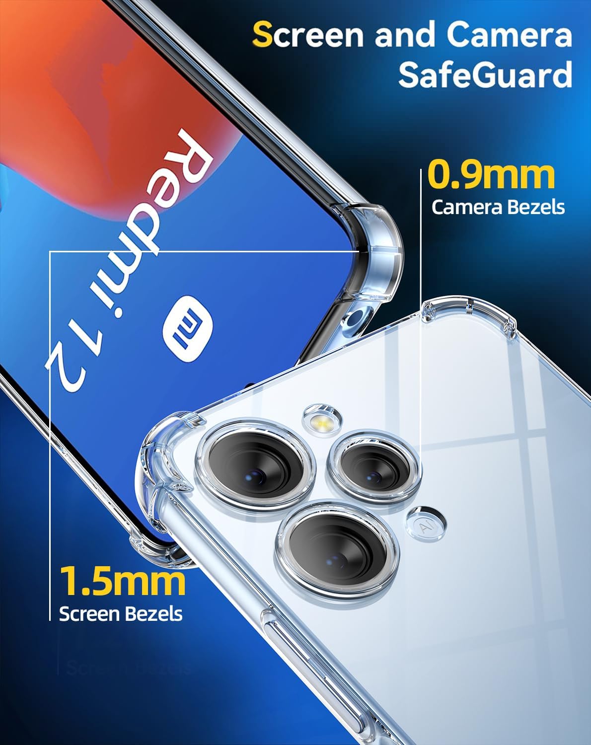 Cover Trasparente Per Xiaomi Redmi 12 4G/5G Con Vetro Temperato In Omaggio | Custodia Sottile TPU Anti-Urto E Anti-Giallo, Chiara