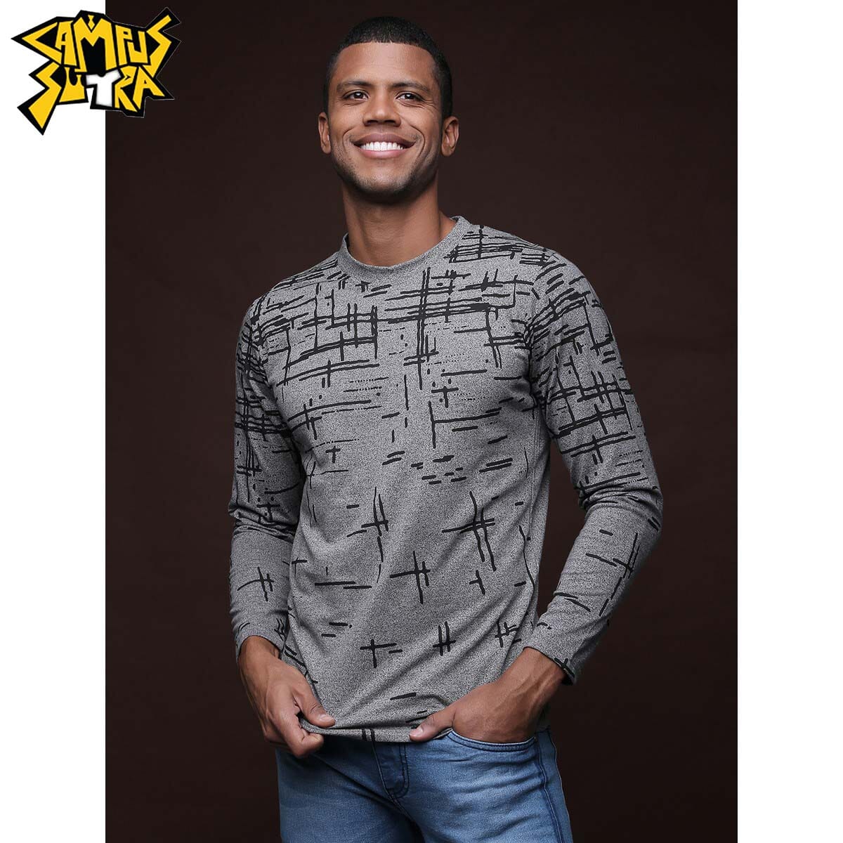 Campus Sutra Graphic Print Men Round or 