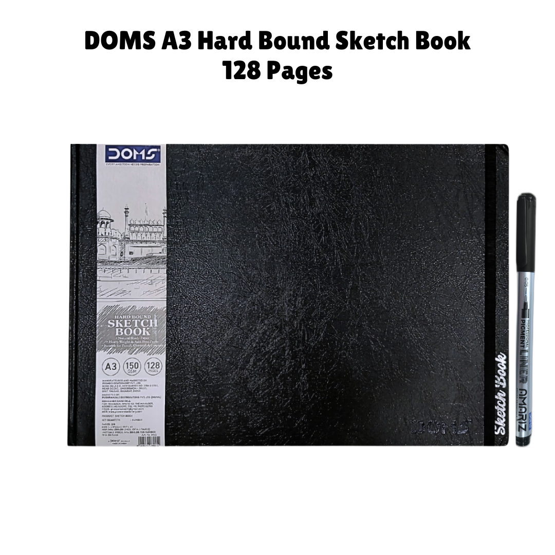 DOMS Hard Bound Wiro Sketch Book 128 Pages, 150 GSM, A3 Size Acid Free ...