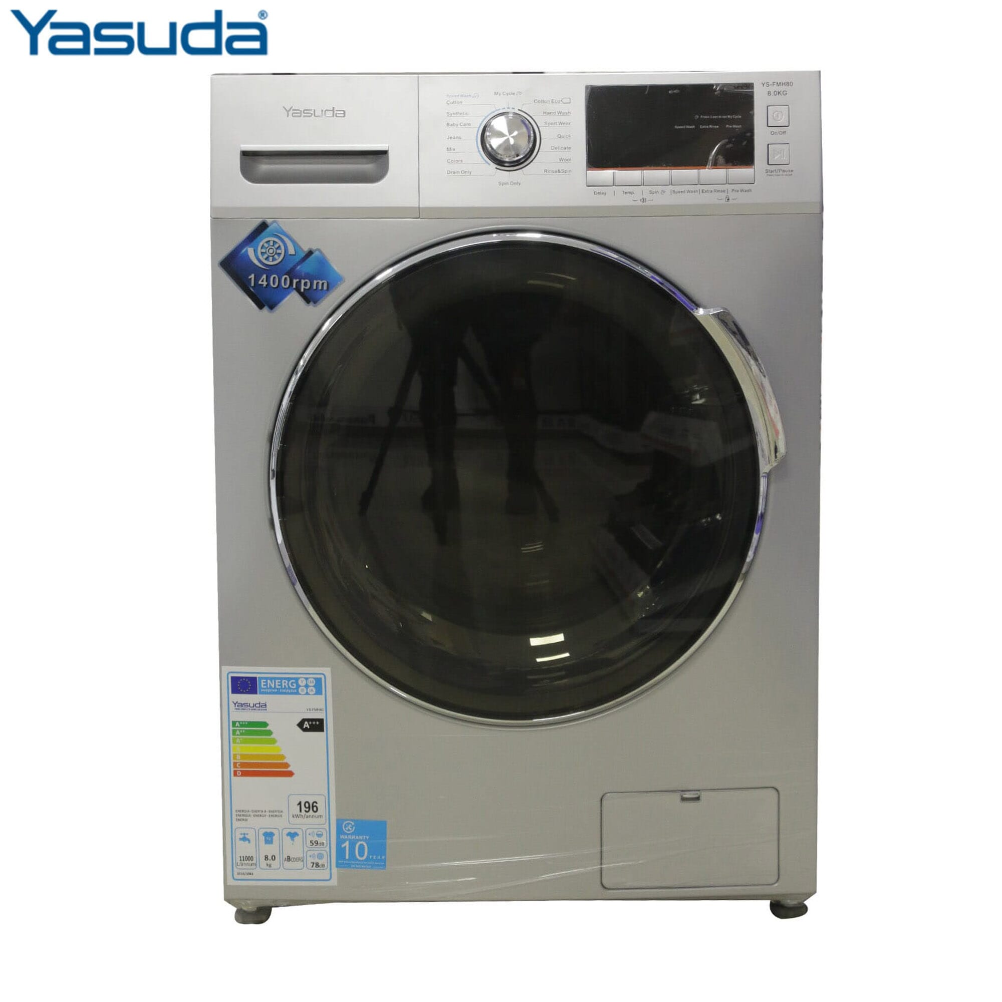 Yasuda YS-FMH80 8 Kg Front Load Washing Machine - Shiny Silver