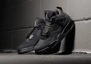 Jordan 4 Retro Metallic Black Cat Sneaker with Back Metal Logo for Men