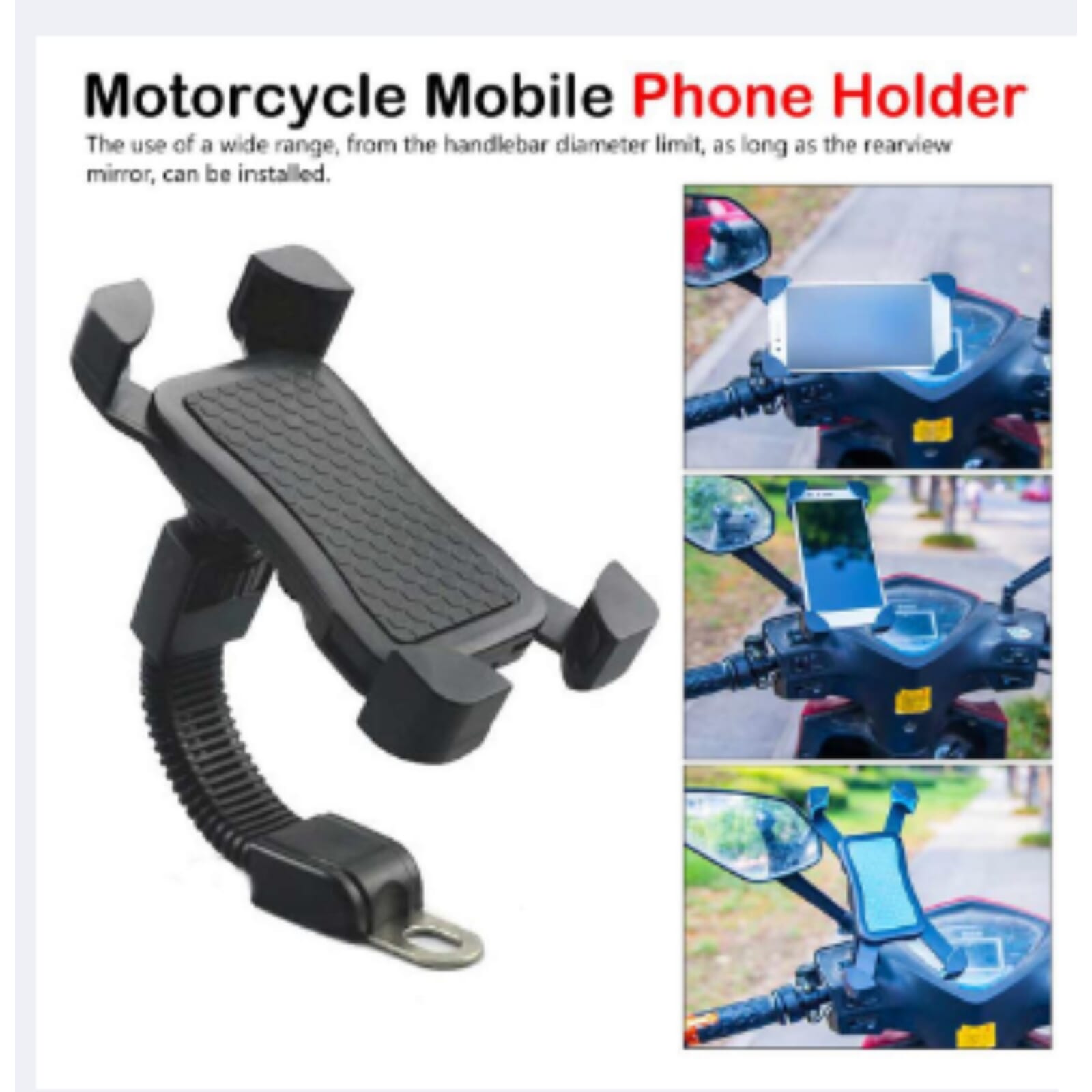 Genuine Flexible Cycle Bike Scooty Mobile Phone Holder Rear View Mirror Gps Bike