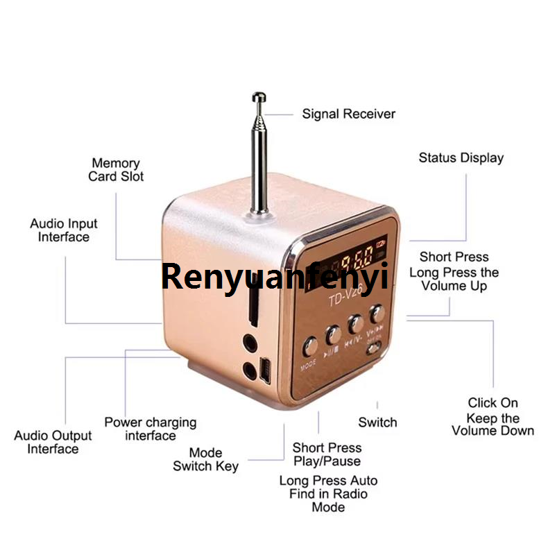 Renyuan Mini Caixa De Som Bluetooth Speaker Portable Radio FM Sound Box ...
