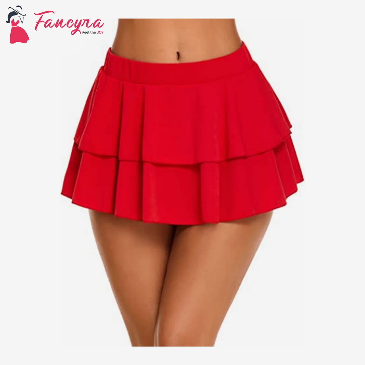Women Pleated Mini Skirt Solid Ruffle Lingerie Skirts Free Size Red Color