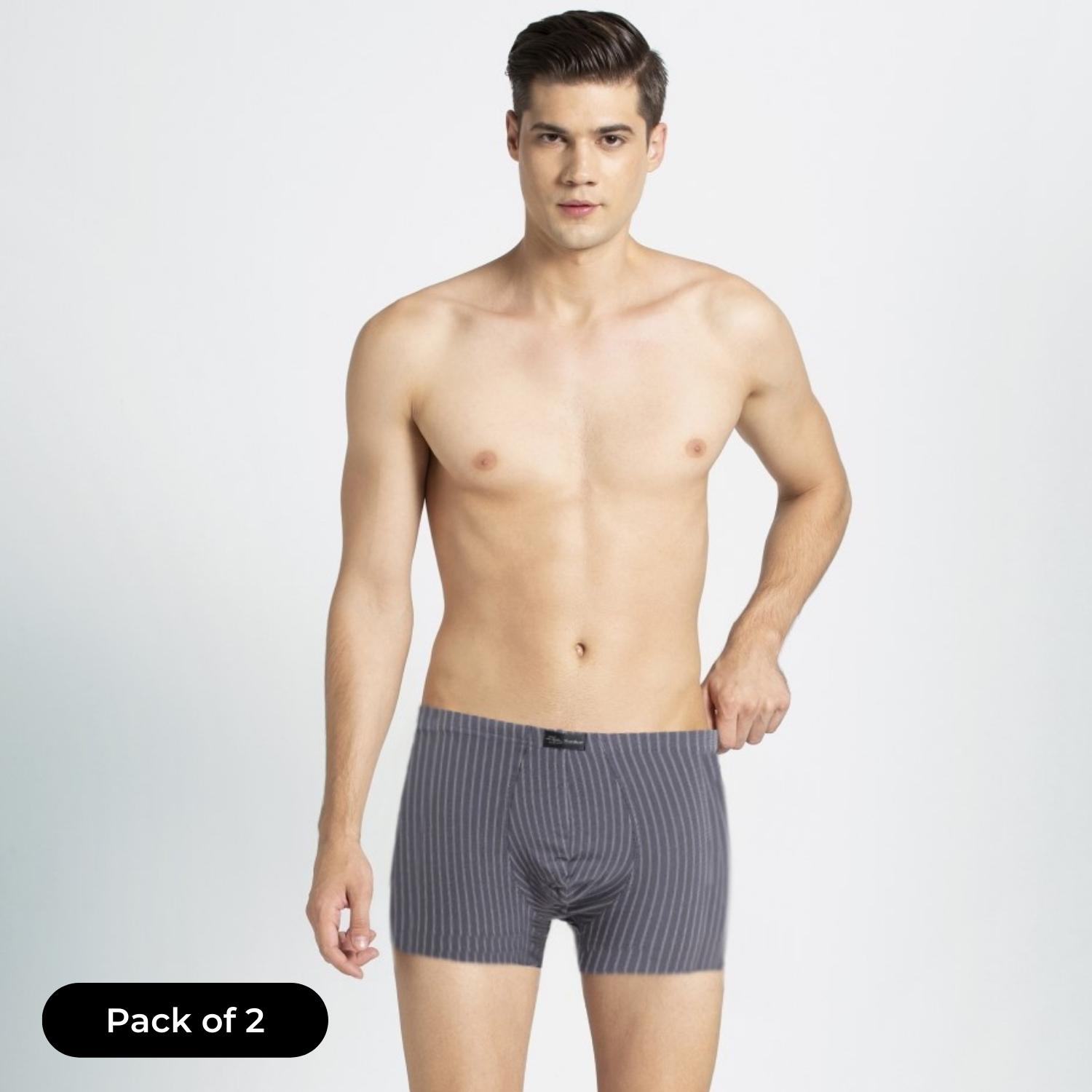 (Pack Of 2) Roober Original Striped Comfy Boxer Briefs Underwear For Men