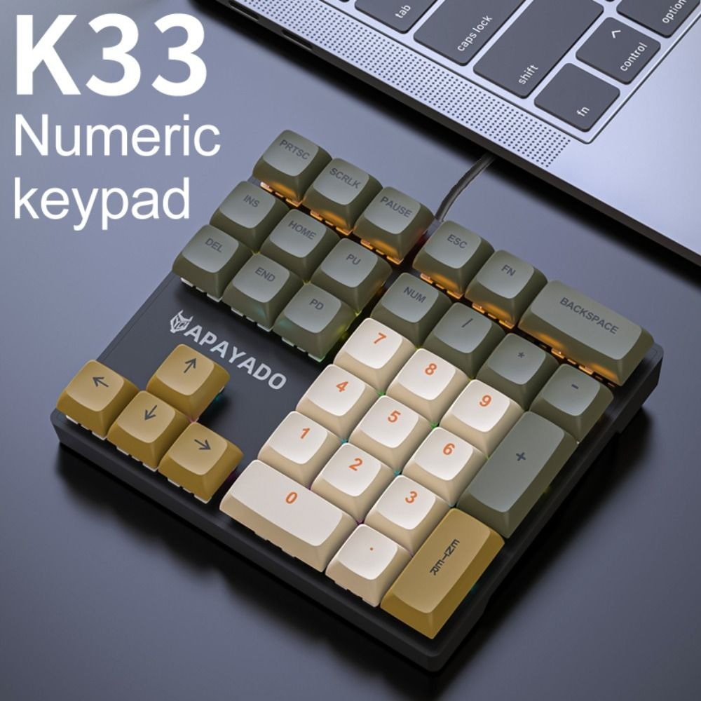 Backlit Keyboard 33 Keys Numeric Keypad Colorful Lighting Mechanical ...