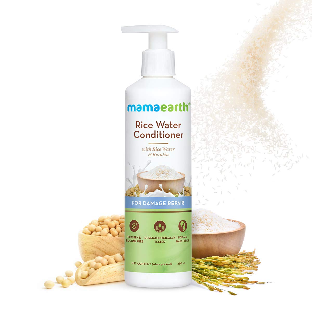 mamaearth Rice Water Conditioner With Rice Water & Keratin for Damaged, Dry & Frizzy Hair - 250 ml