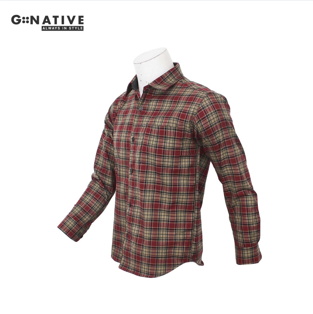 Gonative Black And Maroon Check Shirt 