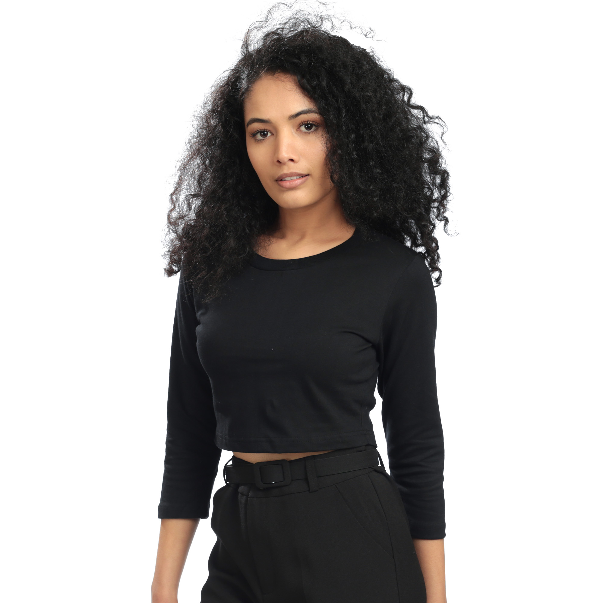 full sleeve crop t shirt