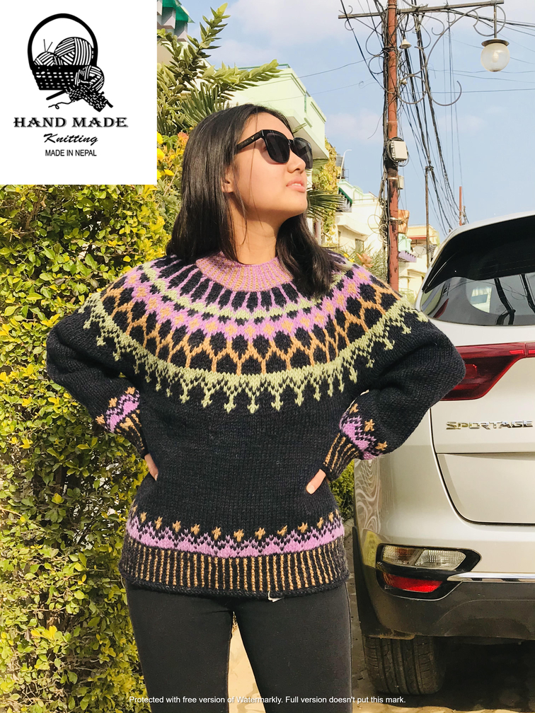 Pastel Colors, Hand Knitted Jumper 